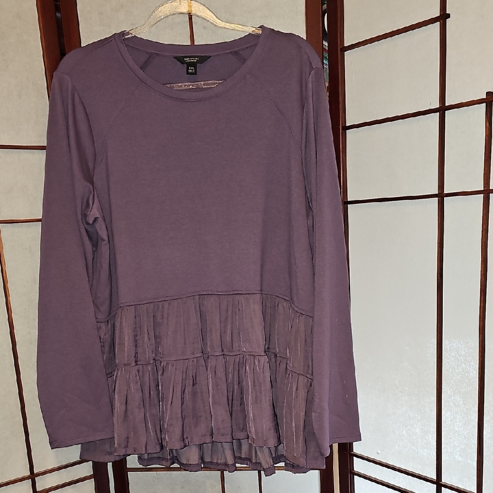 Women's SIMPLY VERA Purple Top with Ruffle Hem